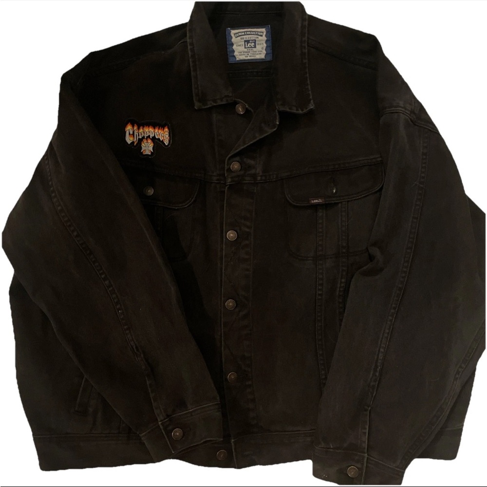Vintage Lee Black Denim Jacket Choppers harley riding jacket 3xl best offer